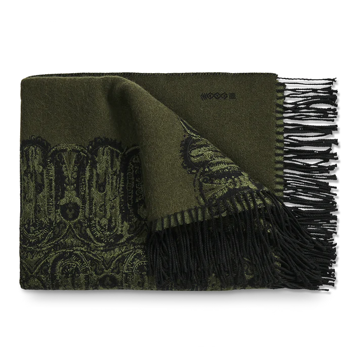 Samurai River Wool Throw - Moss