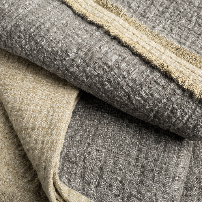 Sashiko Bed Throw with Fringe Detail - Needle