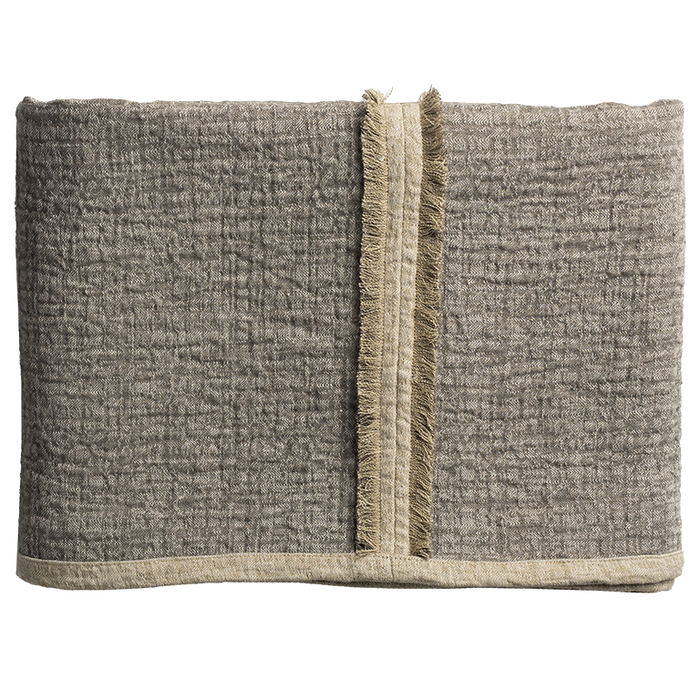 Sashiko Bed Throw with Fringe Detail - Needle