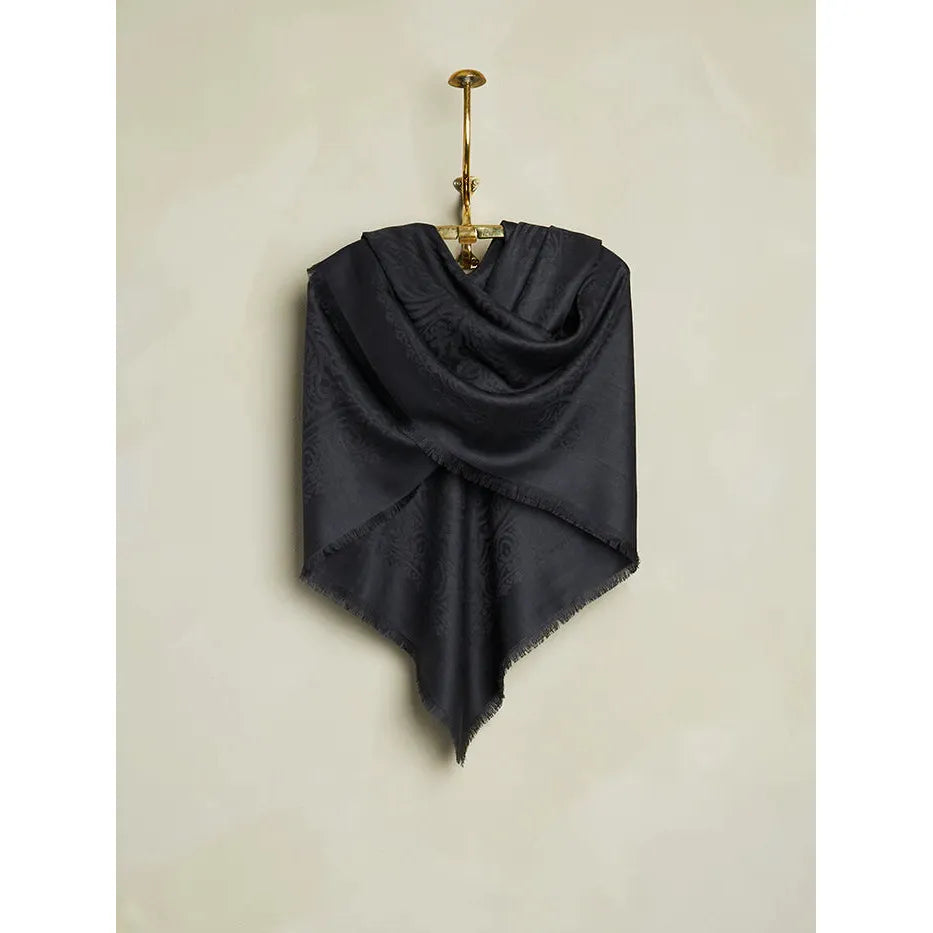 Silk & Alpaca Paisley Bandana - Prussian Blue