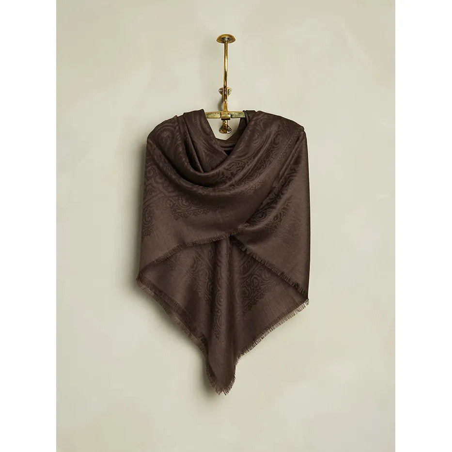 Silk & Alpaca Paisley Bandana - Aubergine