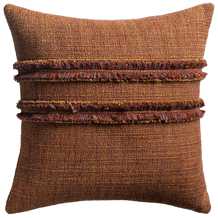 Strata Cushion with Fringe Detail - Ember