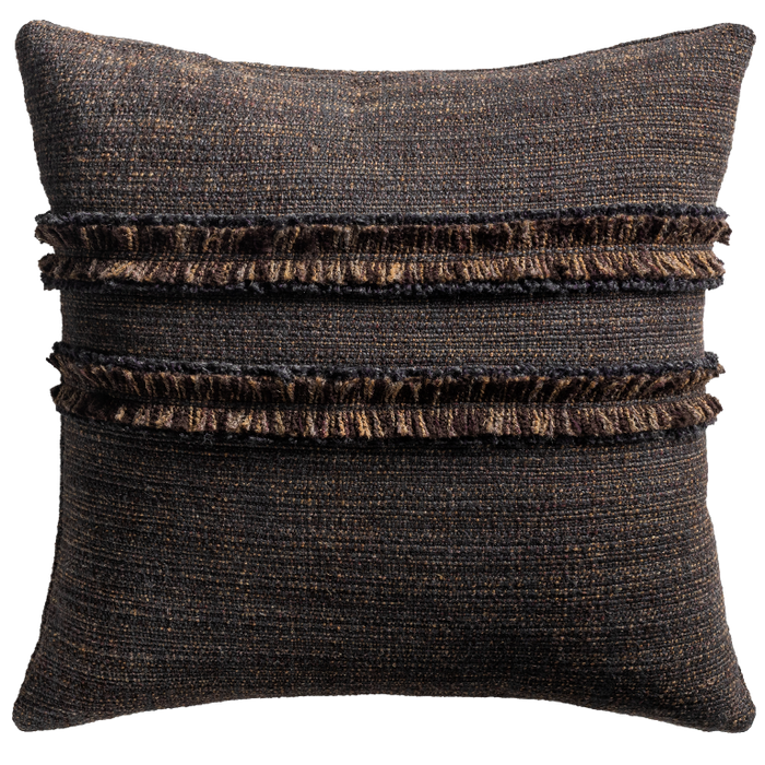 Strata Cushion with Fringe Detail - Granite
