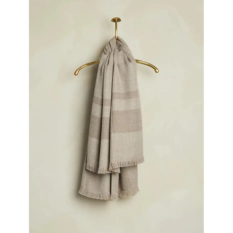Striped Baby Alpaca Scarf - Taupe