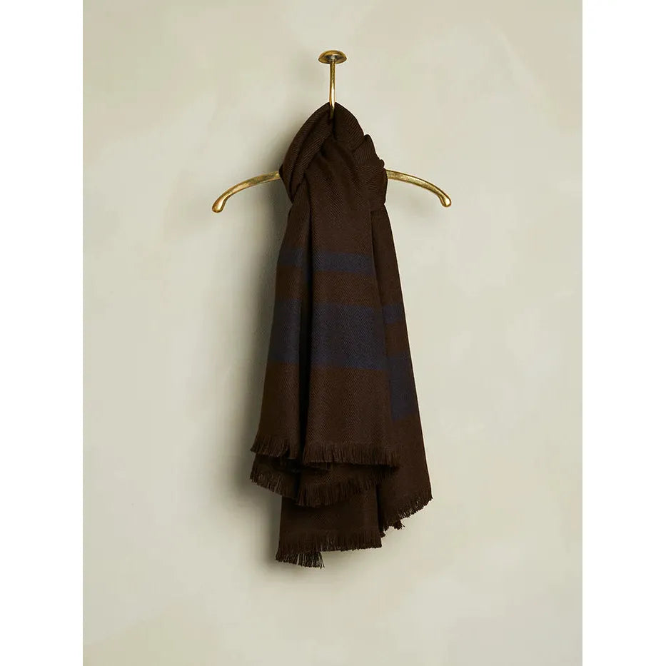 Striped Baby Alpaca Scarf - Brown / Navy