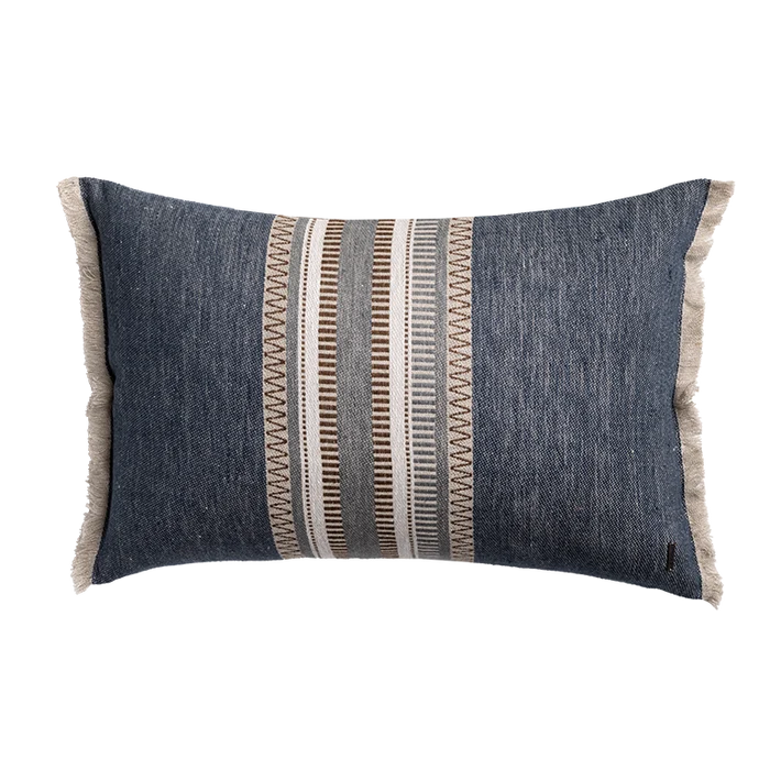 Striped Linen Cushion - Juniper