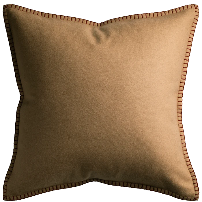 Tosca Cushion with Blanket Stitch - Camel
