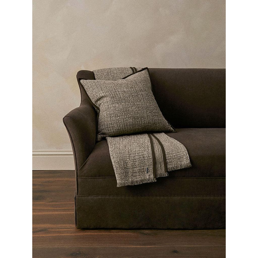 Tribal Linen Throw with Wool Binding - Silt