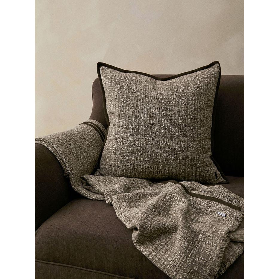 Tribal Linen Cushion with Wool Binding - Silt