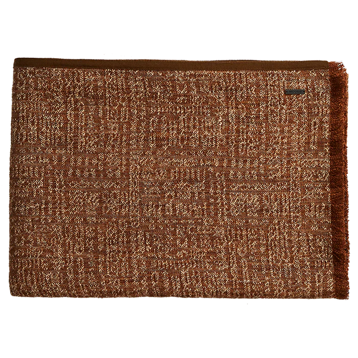 Tribal Linen Throw with Wool Binding - Earth