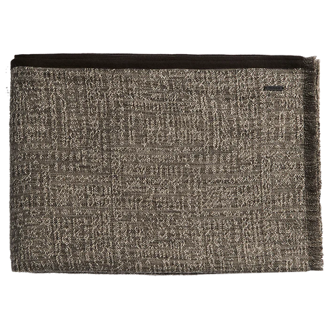 Tribal Linen Throw with Wool Binding - Silt