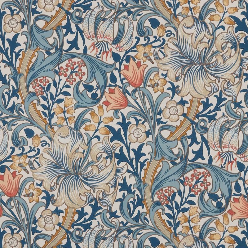 Golden Lily - Blue Wallpaper