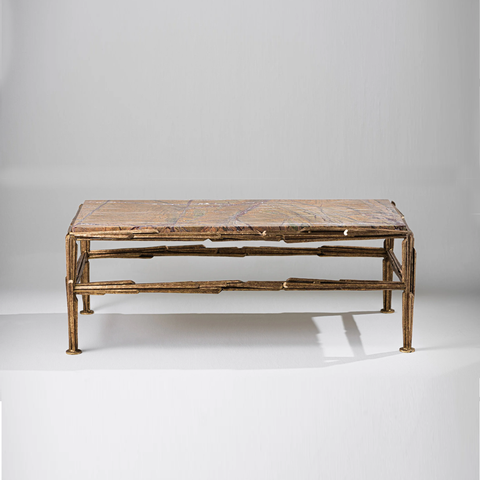 Hanzo Coffee Table - Gold with Rainforest Gold