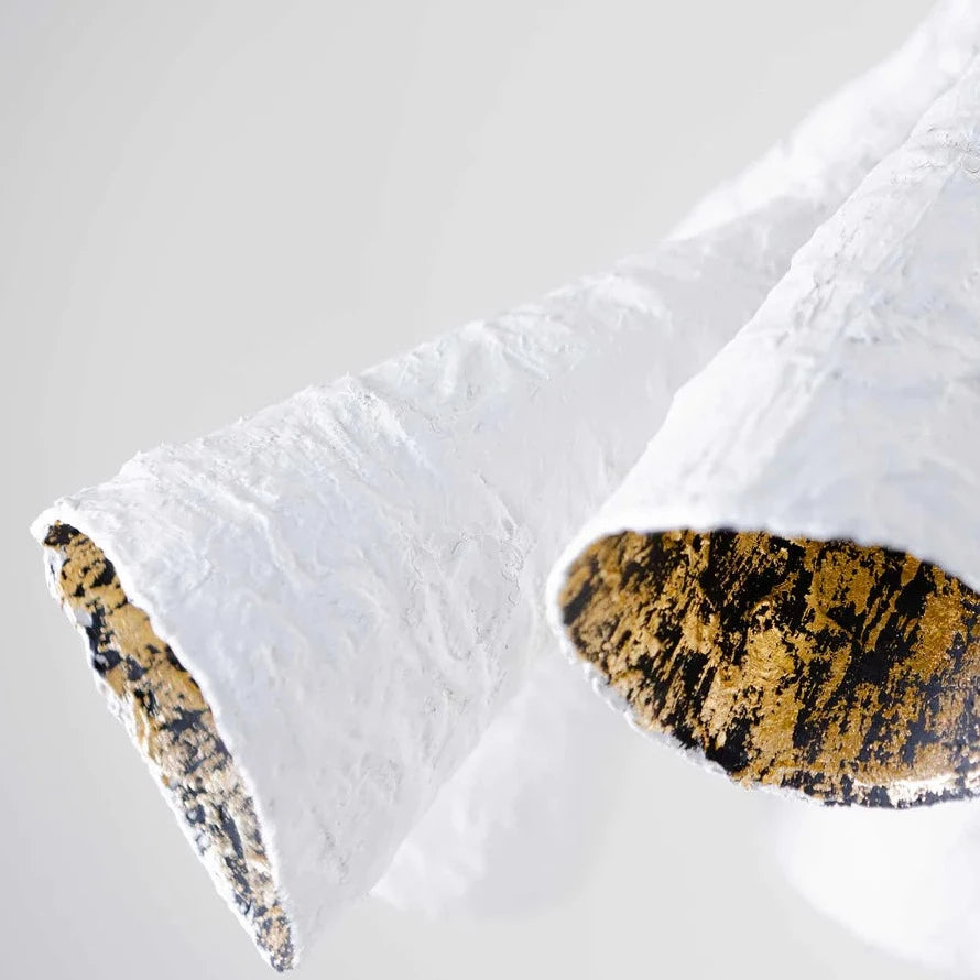 Ophelia Ceiling Light Small - Plaster White with Etched Gold