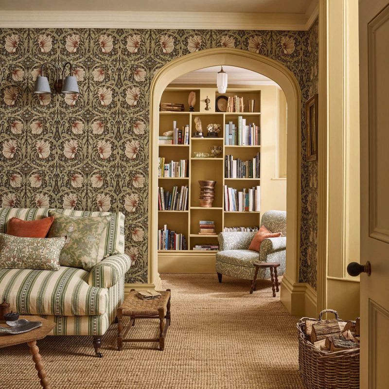 Pimpernel - Walnut / Sage Wallpaper