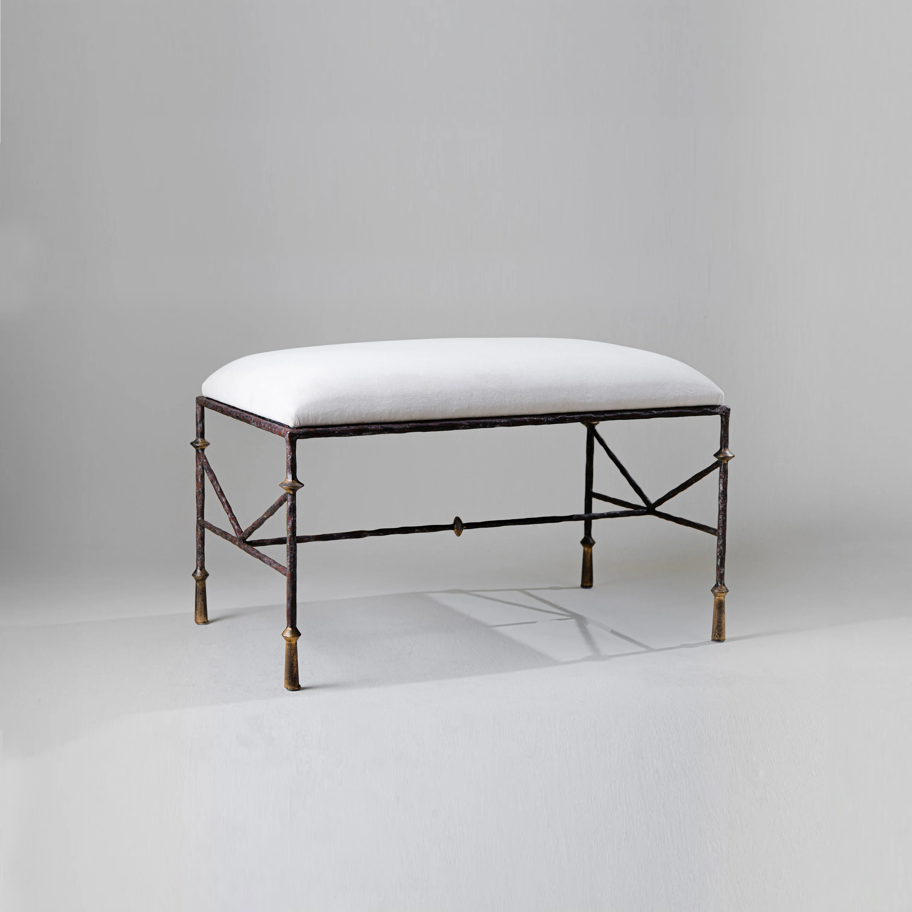 Stanley Dressing Table Bench - Old Rust and Gold with Seat Pad