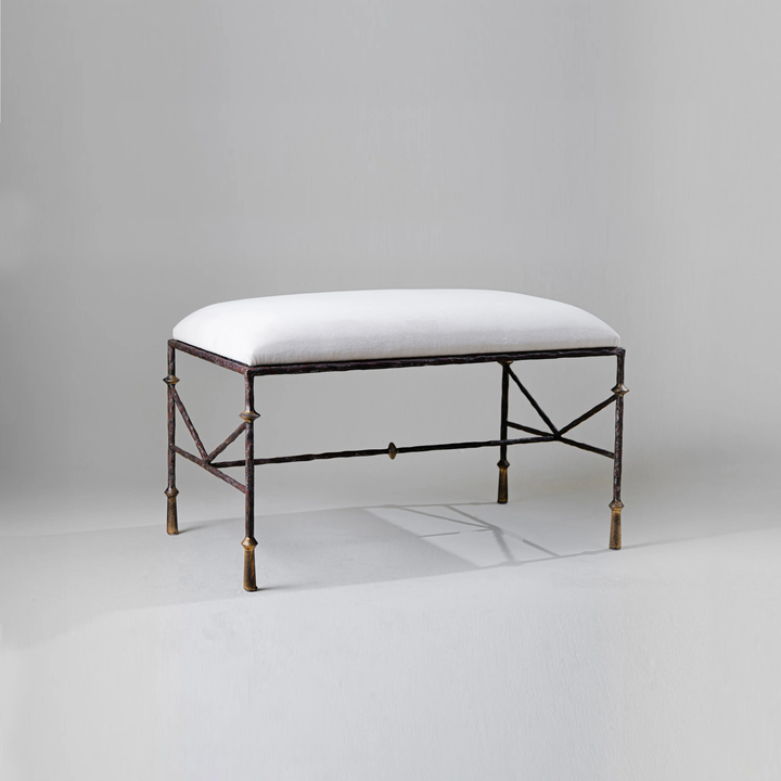 Stanley Dressing Table Bench - Old Rust and Gold with Seat Pad