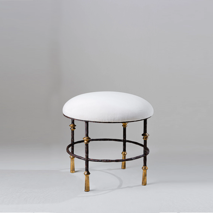 Stanley Round Stool - Old Rust and Gold with Seat Pad
