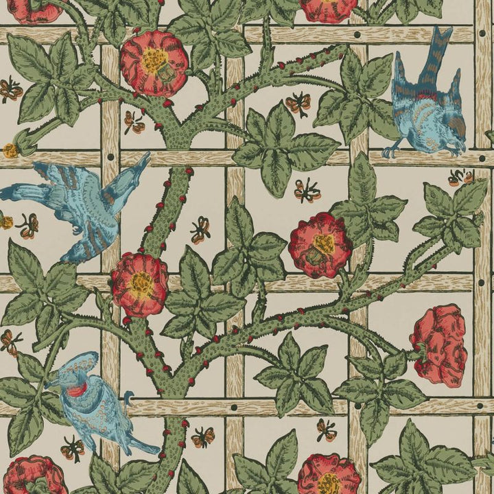 Trellis - Sage / Rose Wallpaper