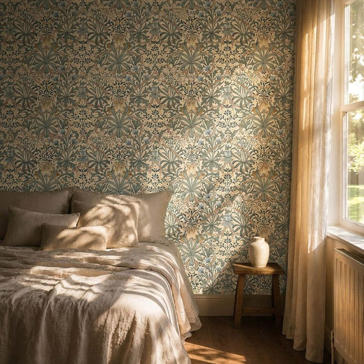 Woodland Weeds - Bayleaf / Wheat Wallpaper