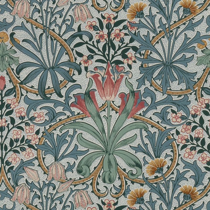 Woodland Weeds - Rose / Weld Wallpaper