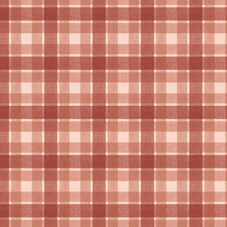 Isle Cotton Check - Coral Red