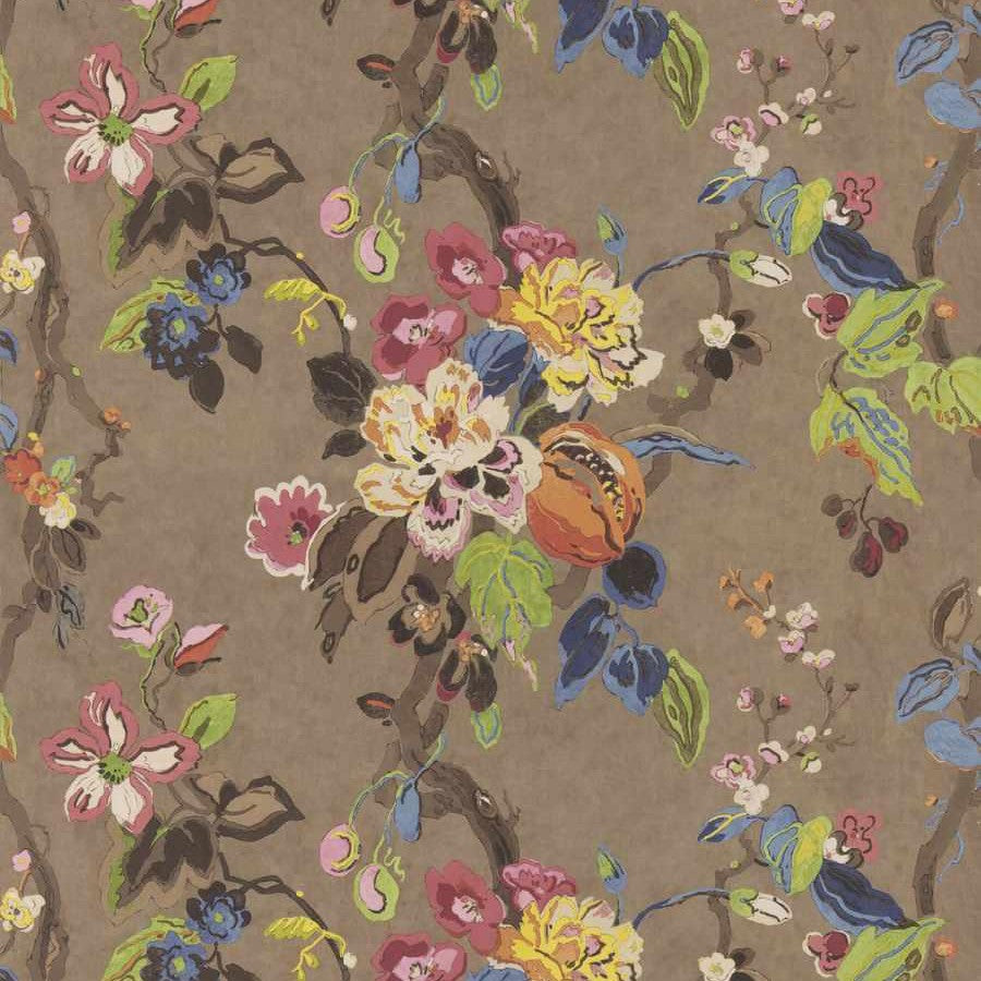 Dorvel Bouquet Wallcovering - Mocha Multi