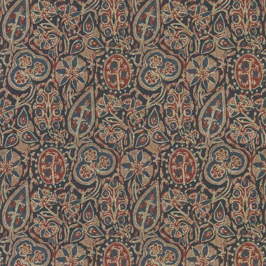 Batik Floral Sisal Wallcovering - Document Blue