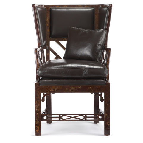 Chinese Chippendale Wing Chair (small)