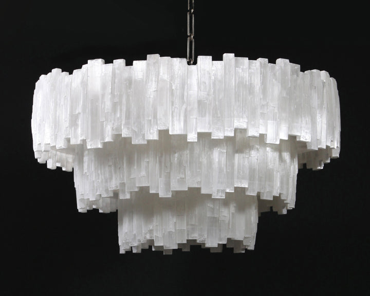 3 Tier Round Selenite Chandelier