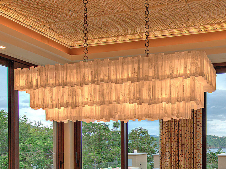3 Tier Rectangular Selenite Chandelier