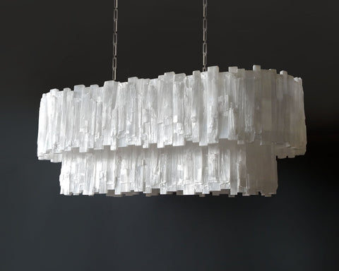 2 Tier Racetrack Selenite Chandelier