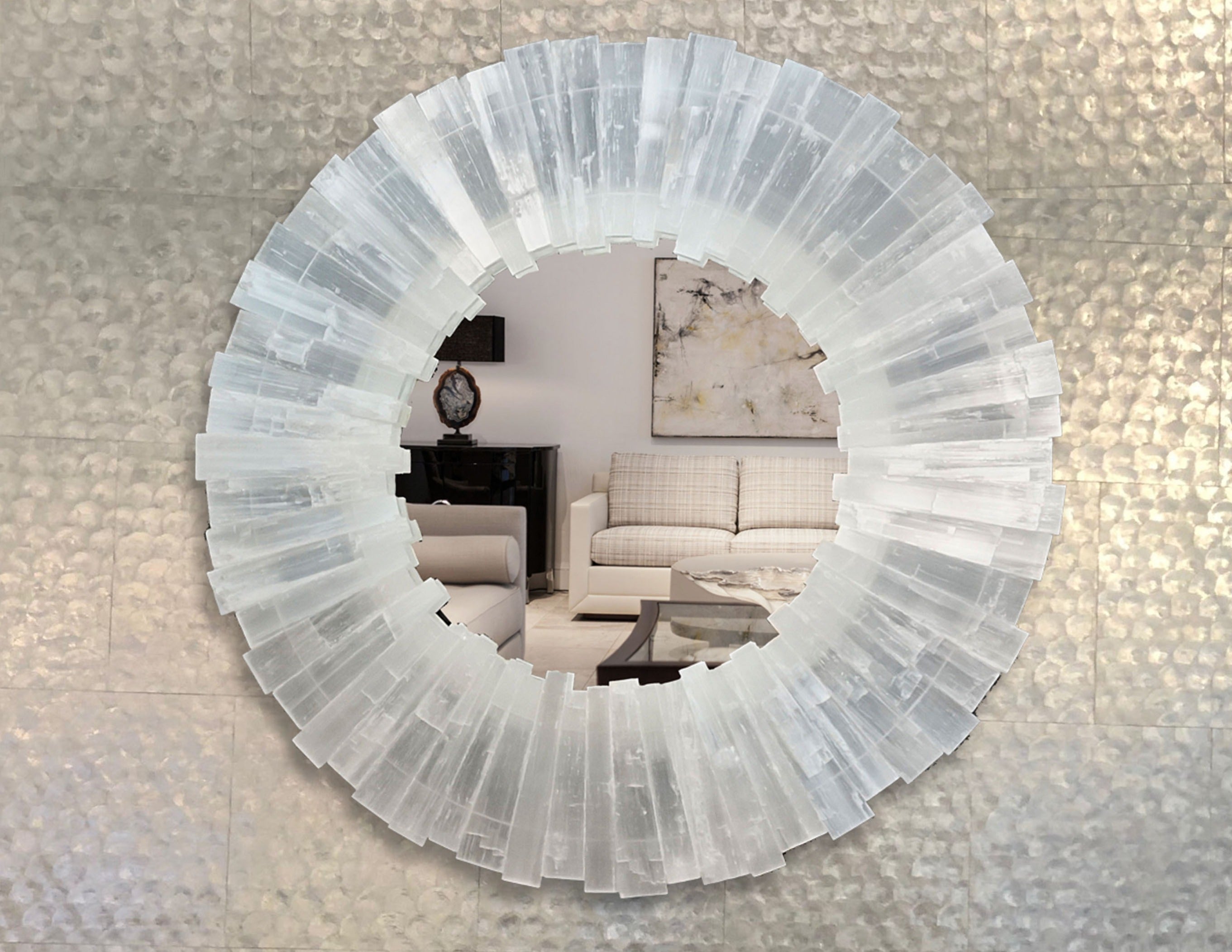 Round Selenite Mirror