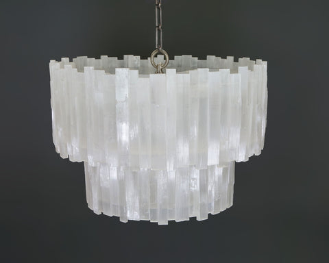 2 Tier Round Selenite Chandelier