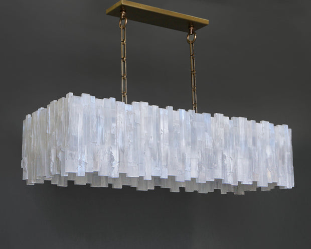 1 Tier Rectangular Selenite Chandelier