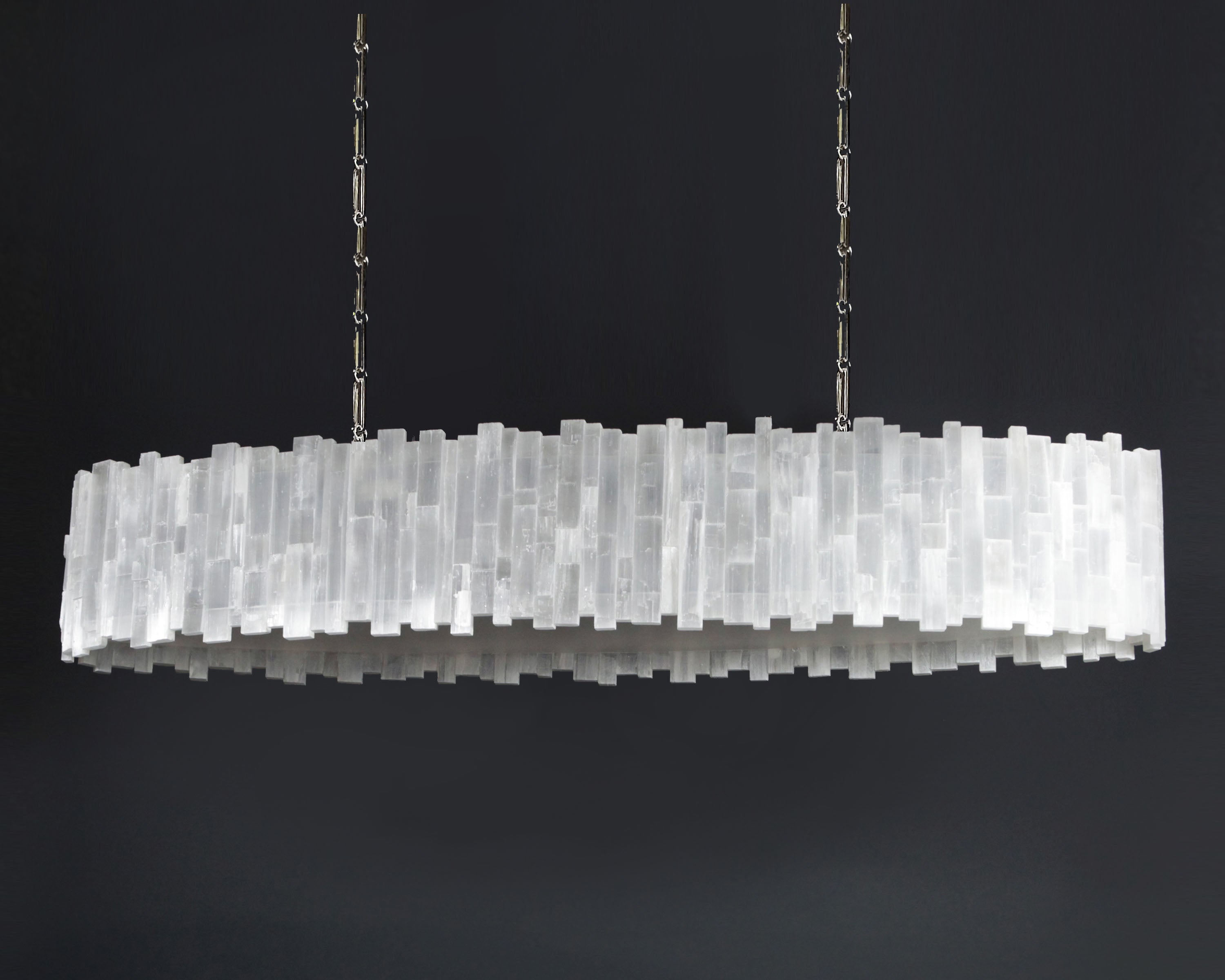 Elliptical Oval Selenite Chandelier