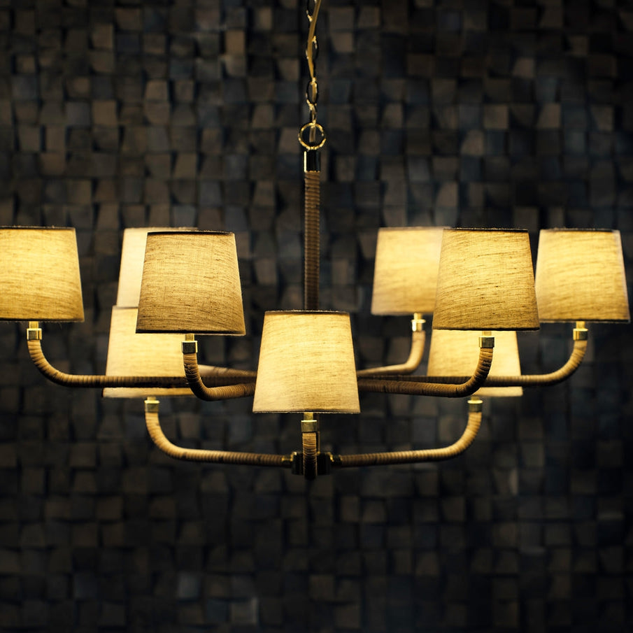 Extra Large Holden Ceiling Light - Dark Cane with Brass