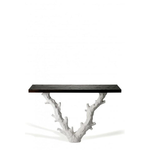 Twig Console Table - Plaster White - Dark Fumed Oak