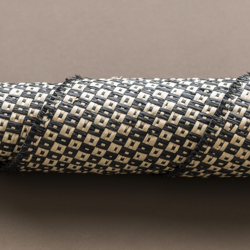 Raffia - Natural Raffia Polka, Black