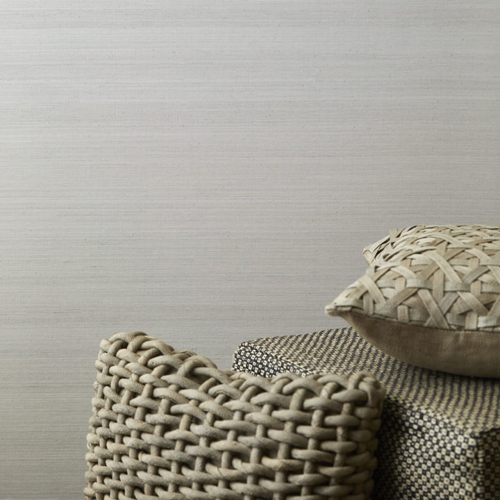 Abaca Mixed Wallcovering - Shantung Mural, Stone
