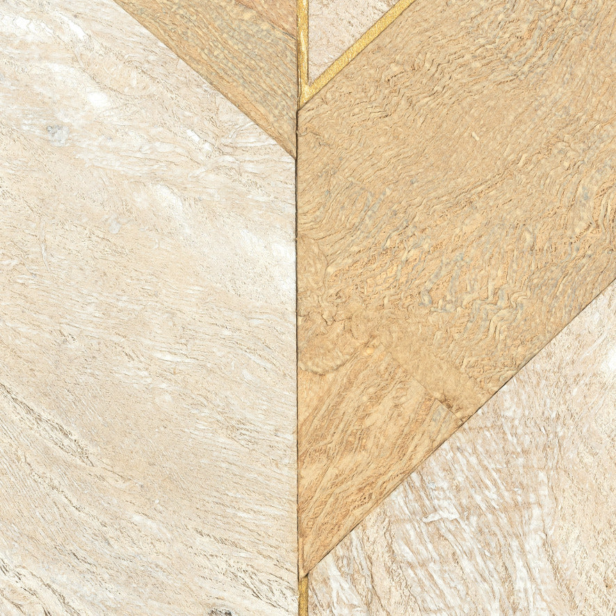 Murier Mural - Chevron Mulberry, Natural White Gold