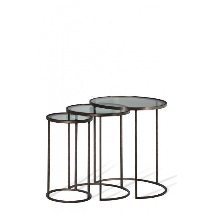 Salvatore Nest Of Tables - Burnt Silver - Clear Glass
