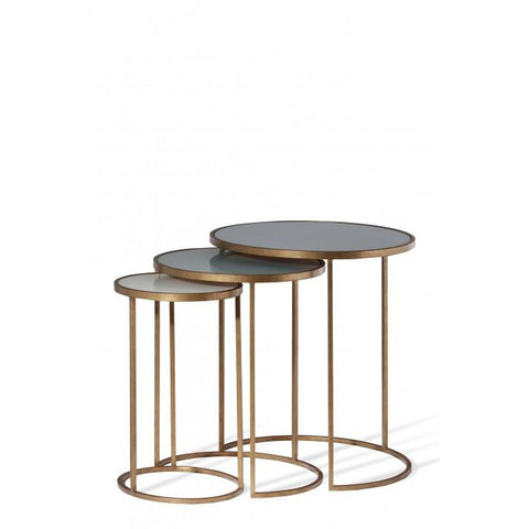 Salvatore Nest Of Tables - French Brass - Tri-Glass