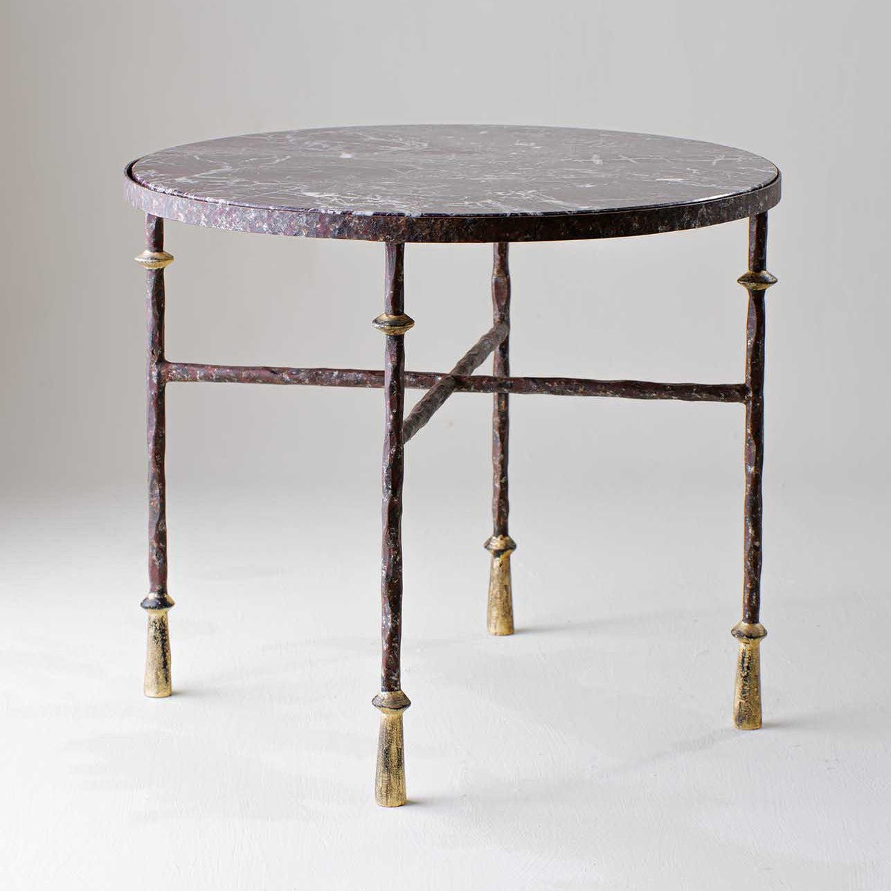 Stanley Side Table Small - Old Rust with Rosso Levanto Top