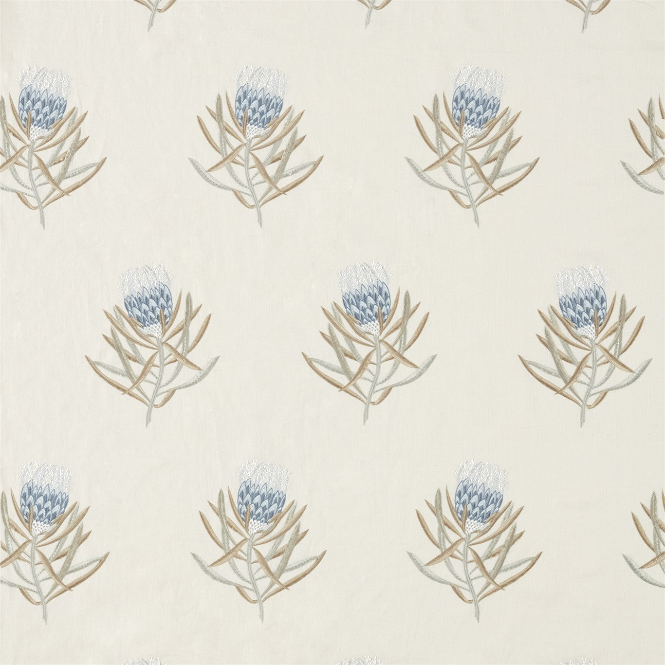 Protea Flower - China Blue / Linen
