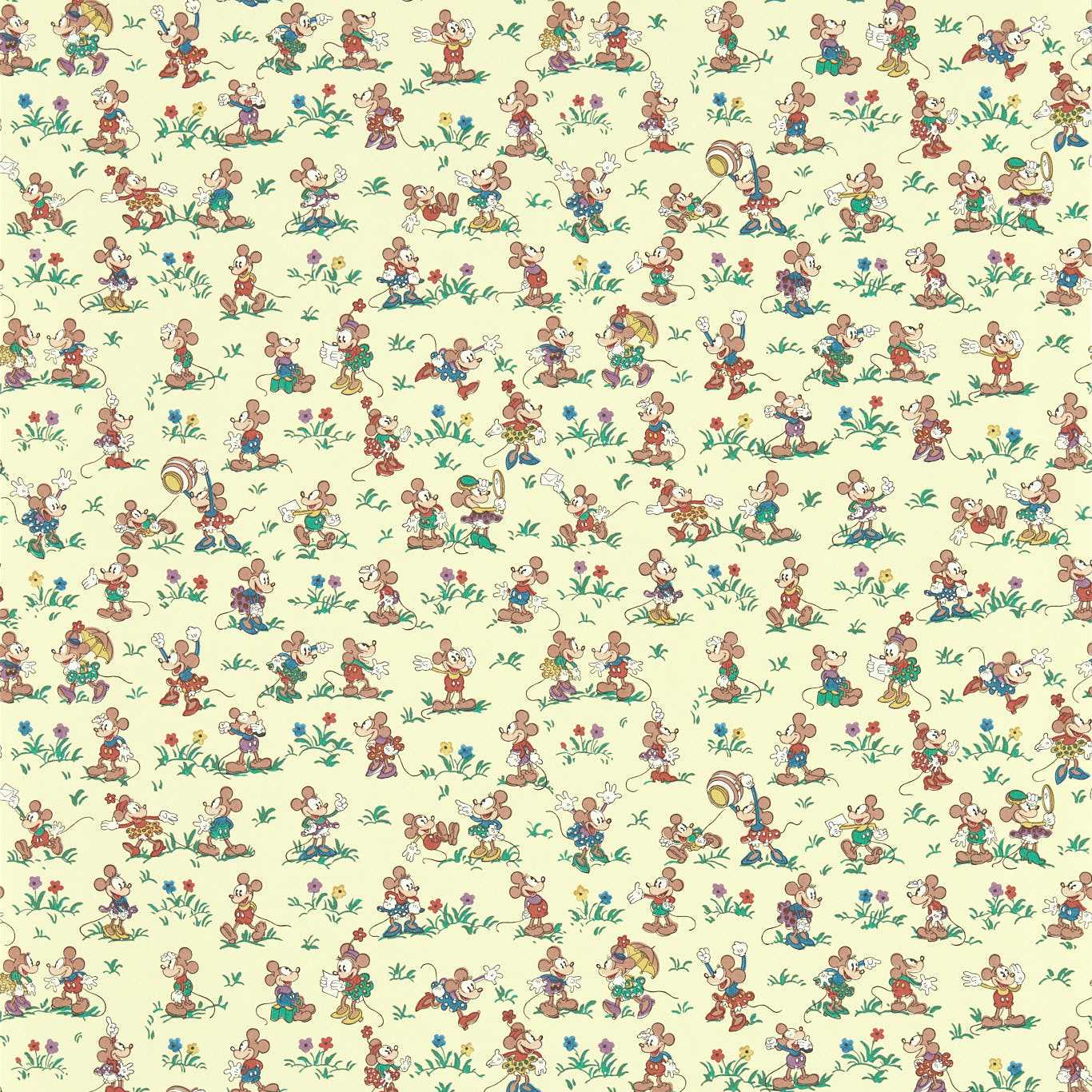 Mickey & Minnie Wallcovering - Rhubarb & Custard