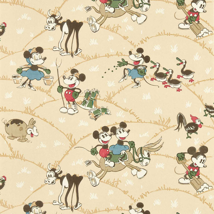 Mickey At the Farm Wallcovering - Butterscotch