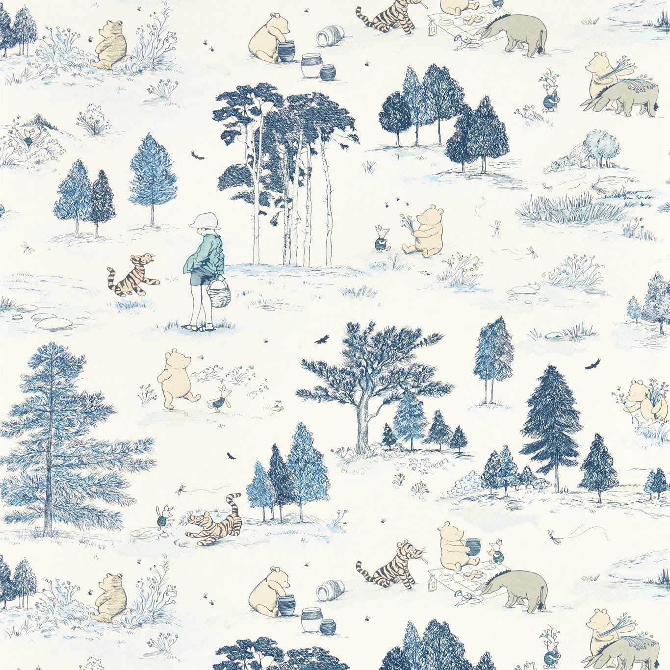Winnie the Pooh Wallcovering - Bonbon Blue