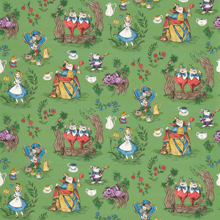 Alice in Wonderland Wallcovering - Gumball Green