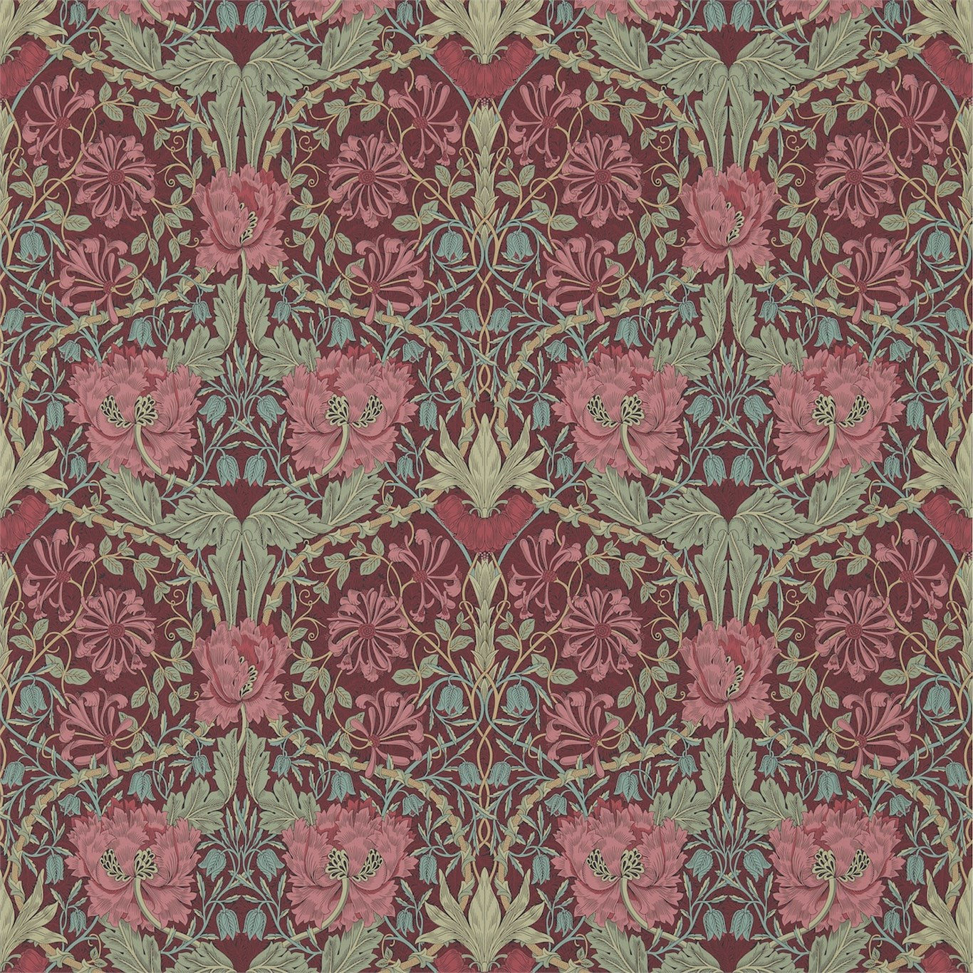 Honeysuckle & Tulip - Burgundy / Sage